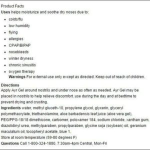 Ayr Saline Nasal product facts, warnings and instructions for use